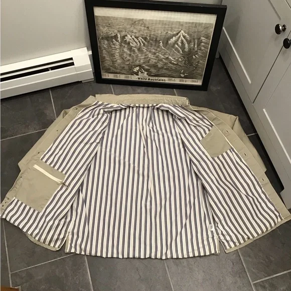 Vintage Mens Insulated Seersucker Shirt Jacket Size L Canvas Chore Barn Shacket - Picture 7 of 16